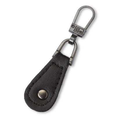 Prym Fashion Zipper puller, imitation leather, round, black