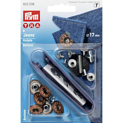 Prym Non-sew jeans buttons, star, open, 17mm, old bronze