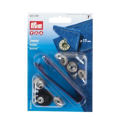 Prym Non-sew jeans buttons, star, open, 17mm, antique brass/matt white
