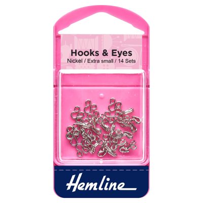 Hemline Hooks & Eyes, Nickel - size 0