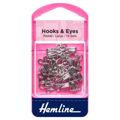 Hemline Hooks & Eyes, Nickel - size 3