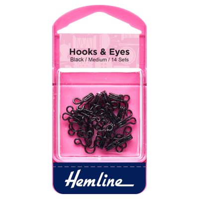 Hemline Hooks & Eyes, black- size 2
