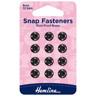 Hemline Sew-On Snap Fasteners - Black