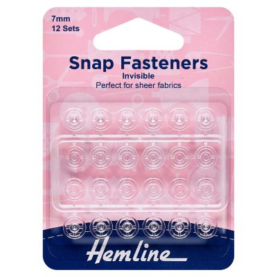 Hemline Sew-On Snap Fasteners - clear (Invisible)